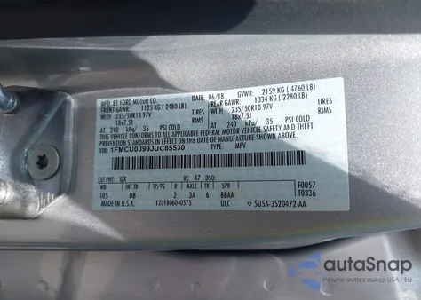 2018 Ford Escape Titanium из США, поврежденный, VIN 1FMCU0J99JUC85530